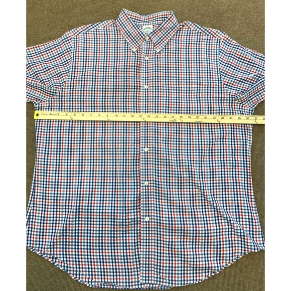 Brooks Brothers Button Shirt Mens XL Short Sleeve 1818 Regent Plaid Cotton Camp - Picture 4 of 6
